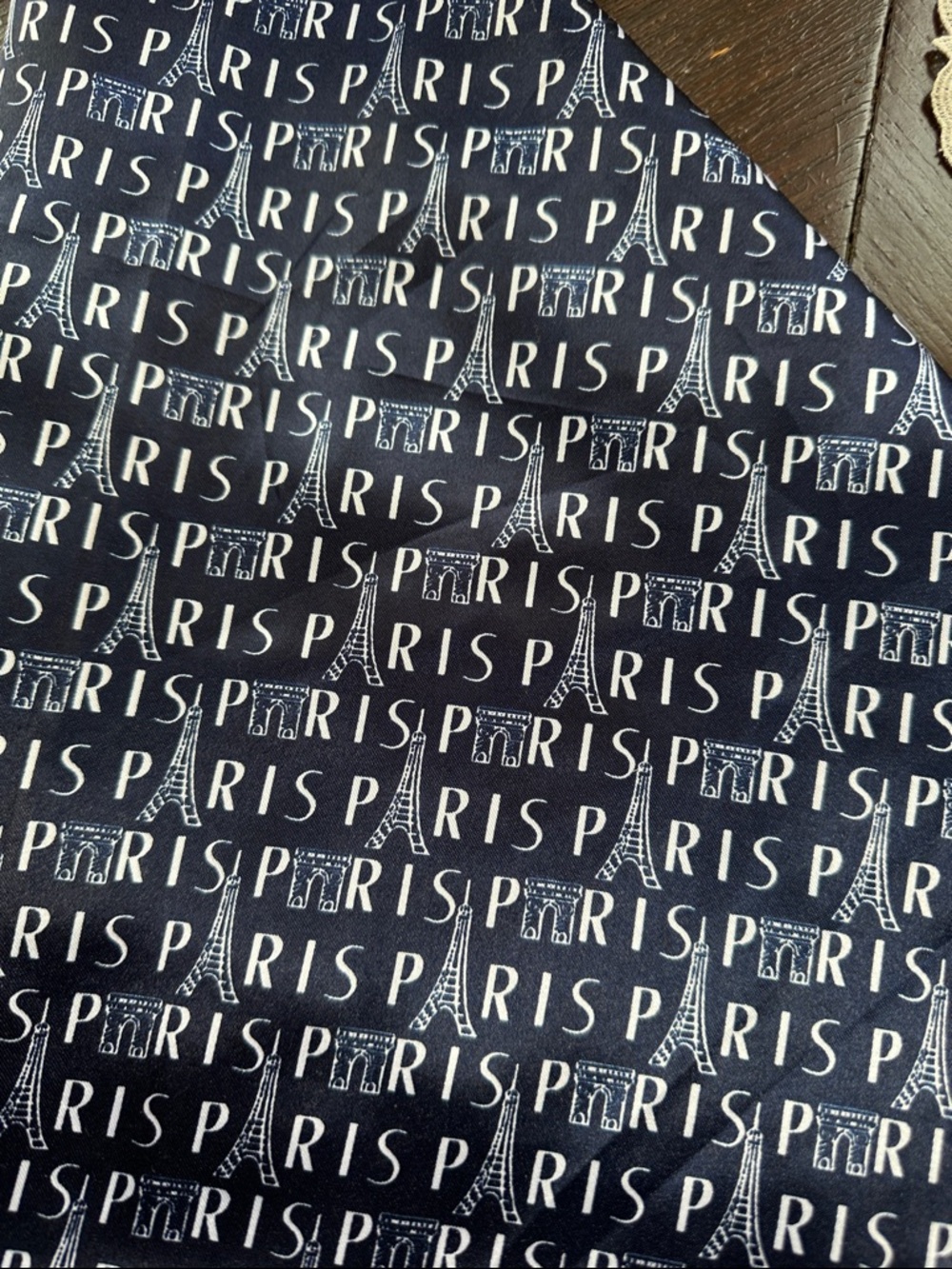Paris Navy & White Square Scarf